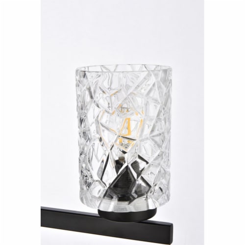 Cassie 3 lights bath sconce in black with clear shade Perspective: bottom