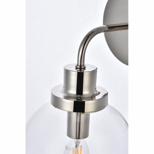 Hanson 1 light bath sconce in polished nickel with clear shade Perspective: bottom