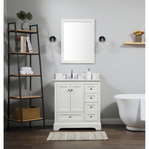 32 inch single bathroom vanity in white with backsplash 1 Kroger