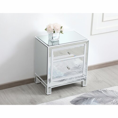 21 Inch Mirrored Nightstand In White, 1 Kroger