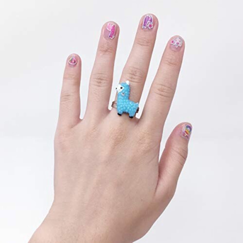 Scented Nail Glitz Llama - 20 Scented 3D Press on Nails, Matching Ring, 40+ Nail Stickers Perspective: bottom