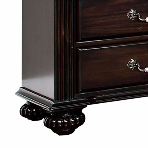 Benjara Syracuse 29 Traditional Wood Beautiful Nightstand in Dark Walnut Perspective: bottom