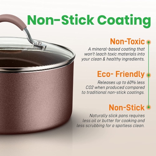 NutriChef 12-Piece Bronze Nonstick Cooking Kitchen Cookware Pots