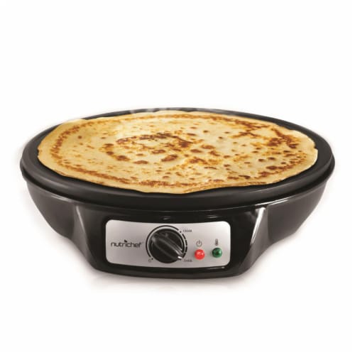 NutriChef Electric Nonstick Griddle Crepe Injera Maker Hot Plate Cooktop, Black Perspective: bottom