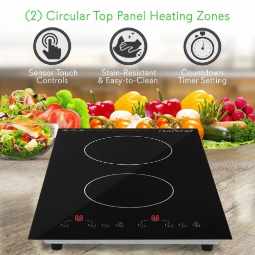 NutriChef 1800W Dual Induction Adjustable Temp Double Countertop Cooktop  Burner, 1 Piece - Kroger