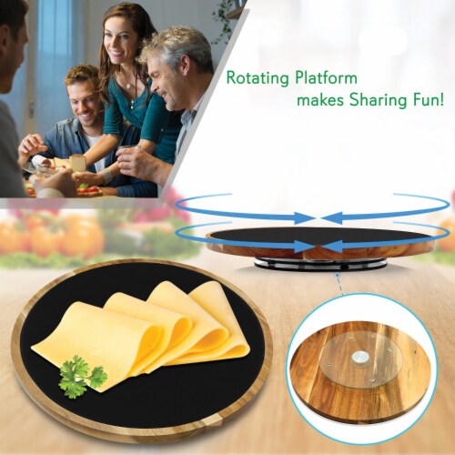 NutriChef PKCZBD40 Round Slate Cheese Platter Set Perspective: bottom