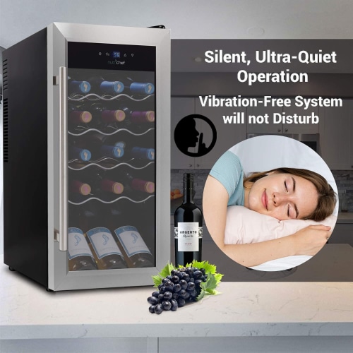 NutriChef Digital Electric 18 Bottle Thermoelectric Wine Chiller Cooler, Black Perspective: bottom