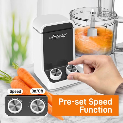 NutriChef 12 Cup Multi Function Food Processor with 6 Attachment Blades, White Perspective: bottom