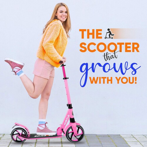 Hurtle Renegade Lightweight Foldable Teen and Adult Commuter Kick Scooter, Pink Perspective: bottom