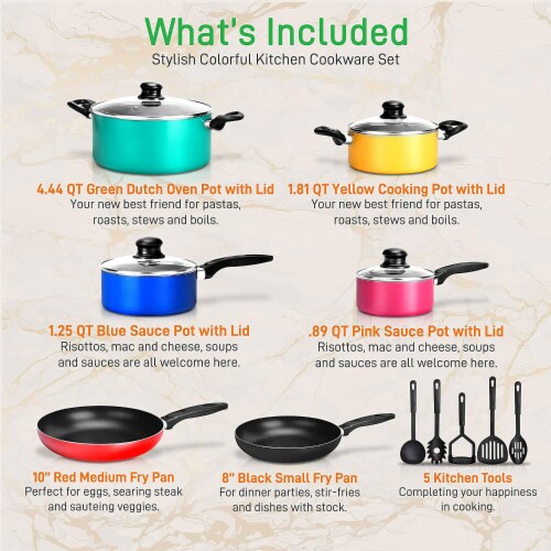 Nutrichef 15 Piece Nonstick Kitchen Pots Pans Utensils Cookware Set,  Multicolor, 1 Piece - Kroger