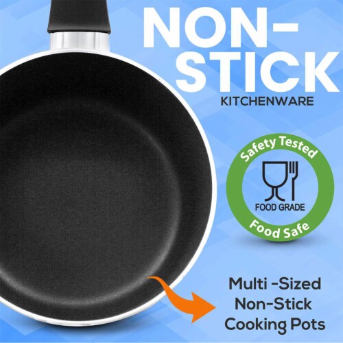 SereneLife 15 Piece Essential Home Heat Resistant Non Stick Kitchenware  Cookware Set w/ Fry Pans, Sauce Pots, Dutch Oven Pot, and Kitchen Tools,  Black