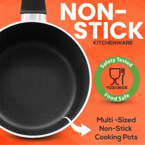 Nutrichef 8 in. Ceramic Non-Stick Small Frying Pan in Blue with Lid