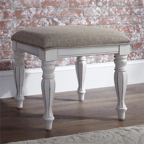 Magnolia Manor White Vanity Stool Perspective: bottom