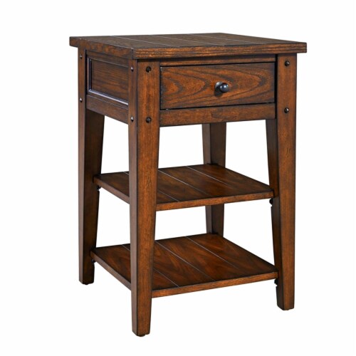 Lake House Dark Brown Chair Side Table Perspective: bottom