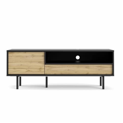 TV Stand with 1 Door and 1 Drawer in Black Tvilum 1 Pay Less