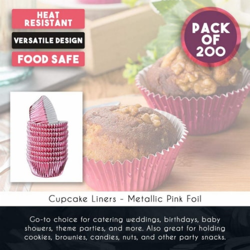 200 Pcs Standard Sized Foil Cupcake Liners Baking Cups (gold