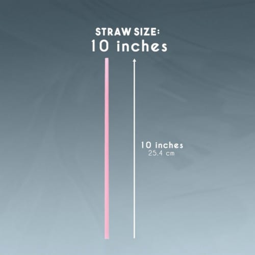300ct Plastic Pink Disposable Party Drinking Straws 10" Perspective: bottom