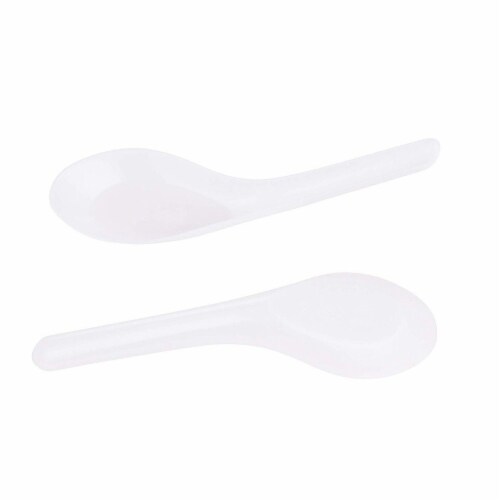 100-Pack Disposable Plastic Chinese Soup Spoons, White, 4.5 x 1.2 Inches Perspective: bottom