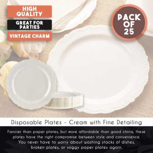 Disposable Plastic Plates White, 7 Inches Plastic Dessert Plates