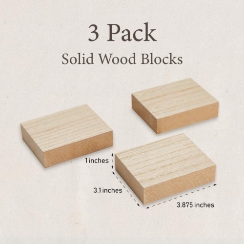 Juvale Wooden Blocks for Crafts, Wood Rectangle (3.88 x 3.1 in, 3-Pack),  PACK - Kroger