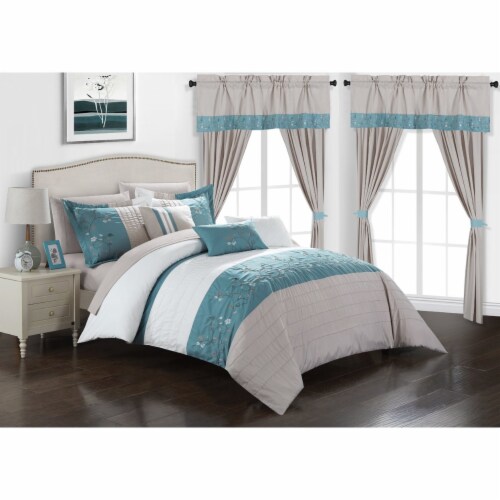 Chic Home Sonita 20 Piece Bedding Set With Comforter Sheets Curtains Mult. Colors Blue Qu Queen City Market
