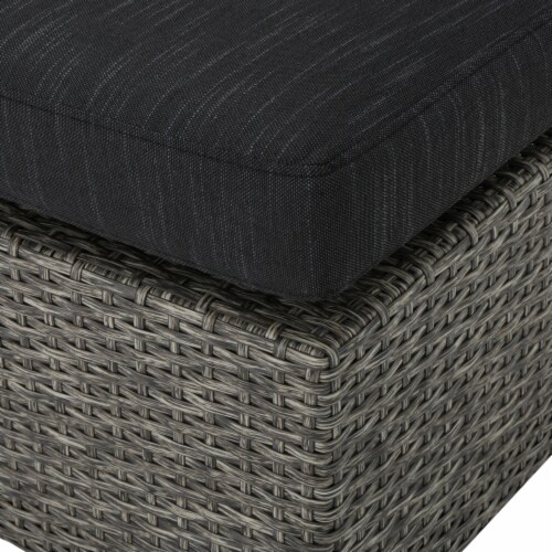 Stuart Outdoor 3 Seater Wicker Left Sofa, Mixed Black with Dark Grey