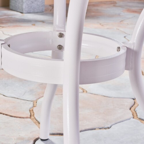 Simon Outdoor Aluminum Round Dining Table, White Perspective: bottom