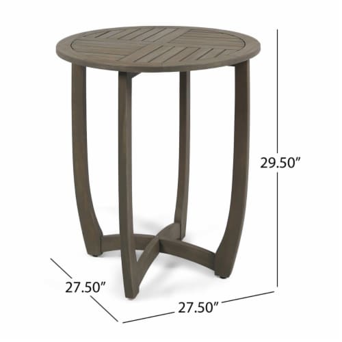 Mann Outdoor 3 Piece Wood and Wicker Bistro Set, Gray and Gray Perspective: bottom