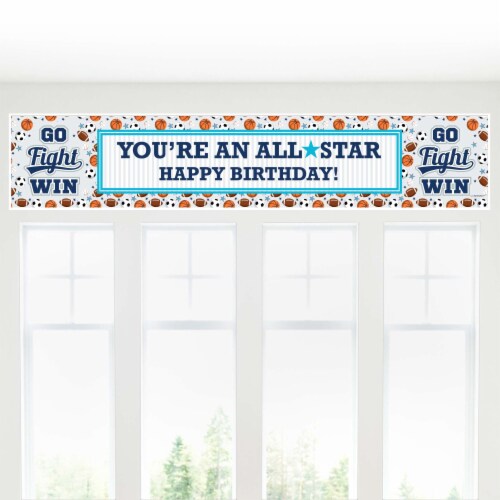 Big Dot of Happiness Go, Fight, Win - Sports - Happy Birthday Decorations Party Banner Perspective: bottom