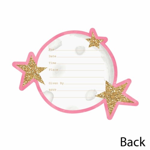 Big Dot of Happiness Pink Twinkle Twinkle Little Star - Shaped Invitations & Envelopes 12 Ct Perspective: bottom