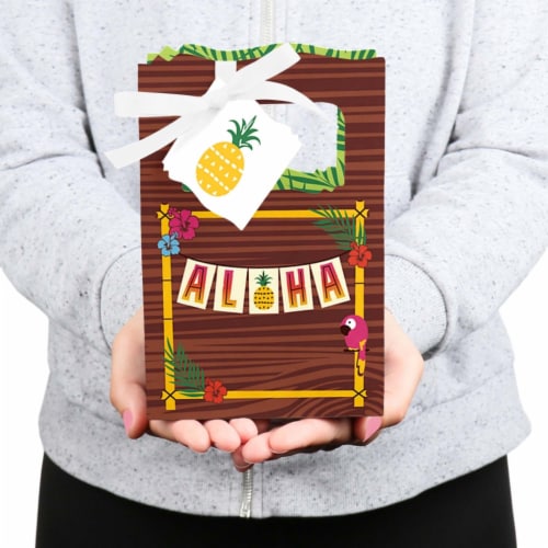 Big Dot of Happiness Tiki Luau - Tropical Hawaiian Summer Party Favor Boxes - Set of 12 Perspective: bottom