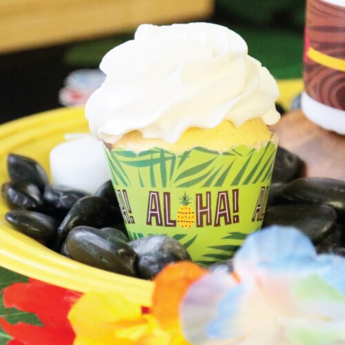 Big Dot of Happiness Tiki Luau - Tropical Hawaiian Summer Party Decor Cupcake Wrappers 12 Ct Perspective: bottom