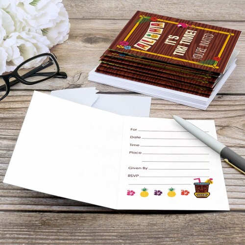 Big Dot of Happiness Tiki Luau - Fill In Tropical Hawaiian Summer Party Invitations (8 count) Perspective: bottom