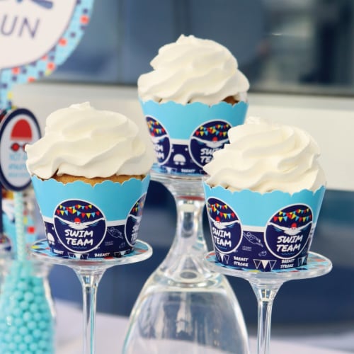 Big Dot of Happiness Making Waves - Swim Team - Swimming Party Decor - Cupcake Wrappers 12 Ct Perspective: bottom