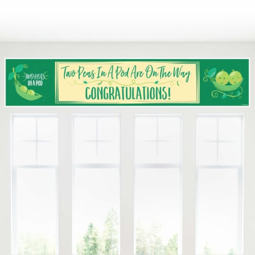 Big Dot of Happiness Double the Fun Twins Two Peas in a Pod - Baby Shower Decor Party Banner Perspective: bottom