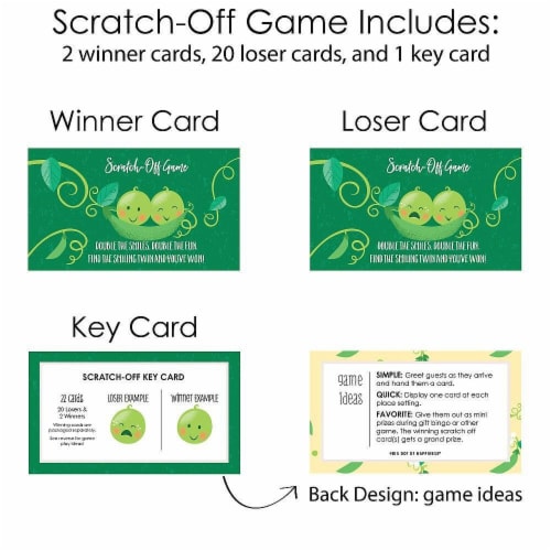 Big Dot of Happiness Double the Fun - Twins Two Peas in a Pod - Game Scratch Off Cards 22 Ct Perspective: bottom