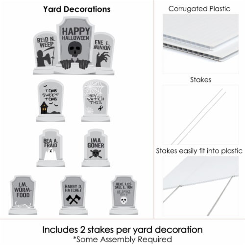Big Dot of Happiness Graveyard Tombstones - Outdoor Lawn Decor - Halloween Yard Signs 8 Ct Perspective: bottom