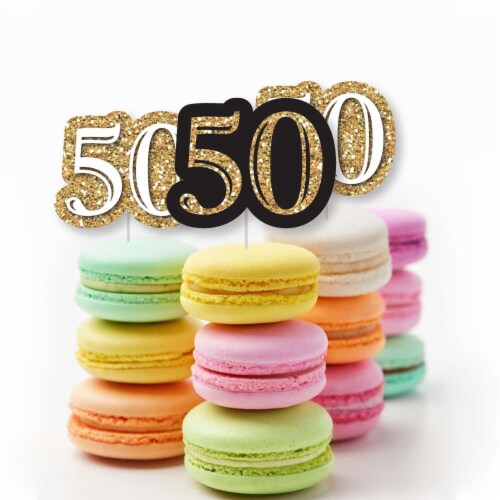 Big Dot of Happiness Adult 50th Birthday Gold Dessert Cupcake Toppers Clear Treat Picks 24 Ct Perspective: bottom