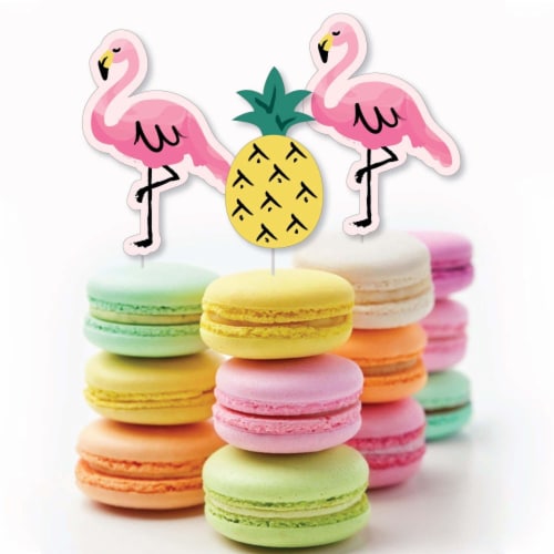 Big Dot of Happiness Pink Flamingo - Party Like a Pineapple Cupcake Toppers Treat Picks 24 Ct Perspective: bottom