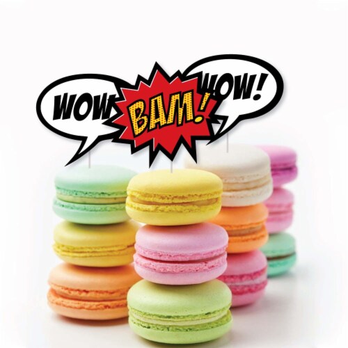 Big Dot of Happiness Bam Superhero - Dessert Cupcake Toppers - Party Clear Treat Picks 24 Ct Perspective: bottom