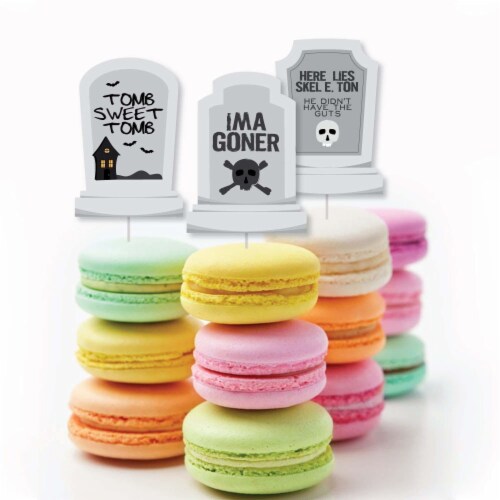 Big Dot of Happiness Graveyard Tombstones - Cupcake Toppers Party Clear Treat Picks - 24 Ct Perspective: bottom