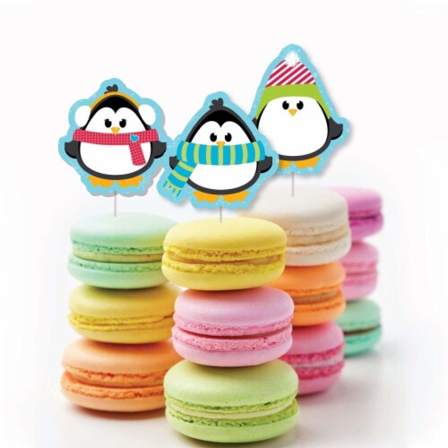 Big Dot of Happiness Holly Jolly Penguin - Cupcake Toppers Christmas Clear Treat Picks 24 Ct Perspective: bottom