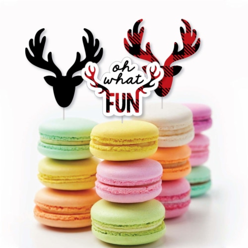 Big Dot of Happiness Prancing Plaid Dessert Cupcake Toppers Christmas Clear Treat Picks 24 Ct Perspective: bottom