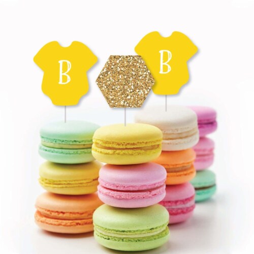 Big Dot of Happiness Baby Neutral Dessert Cupcake Toppers Baby Shower Clear Treat Picks 24 Ct Perspective: bottom