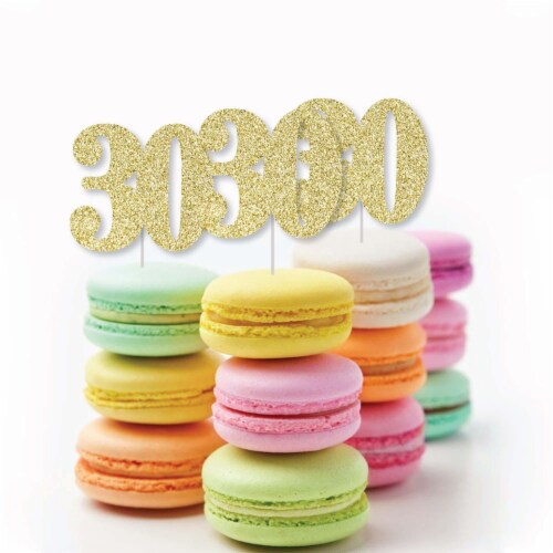 Big Dot of Happiness Gold Glitter 30 - Dessert Cupcake Toppers - Party Treat Picks 24 Ct Perspective: bottom