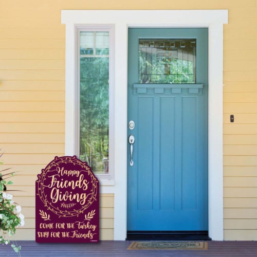 Big Dot of Happiness Elegant Thankful for Friends Party Decor Thanksgiving Welcome Yard Sign Perspective: bottom