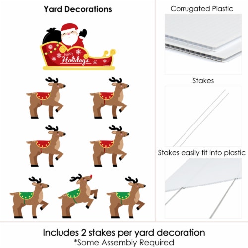 Big Dot of Happiness Santa's Reindeer - Lawn Decor - Santa Claus Christmas Yard Signs 8 Ct Perspective: bottom