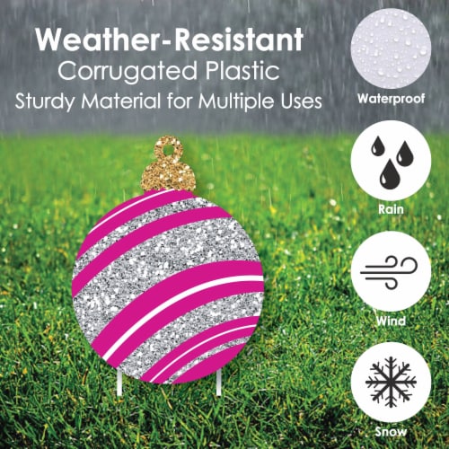 Big Dot of Happiness Colorful Ornaments Lawn Outdoor Holiday & Christmas Yard Decor 10 Pc Perspective: bottom