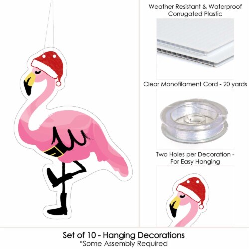 Big Dot of Happiness Hanging Flamingle Bells - Outdoor Christmas Porch Tree Yard Decor 10 Pc Perspective: bottom
