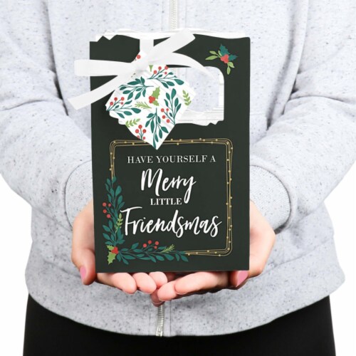 Big Dot of Happiness Rustic Merry Friendsmas Friends Christmas Favor Boxes Gift Bags 12 Ct Perspective: bottom